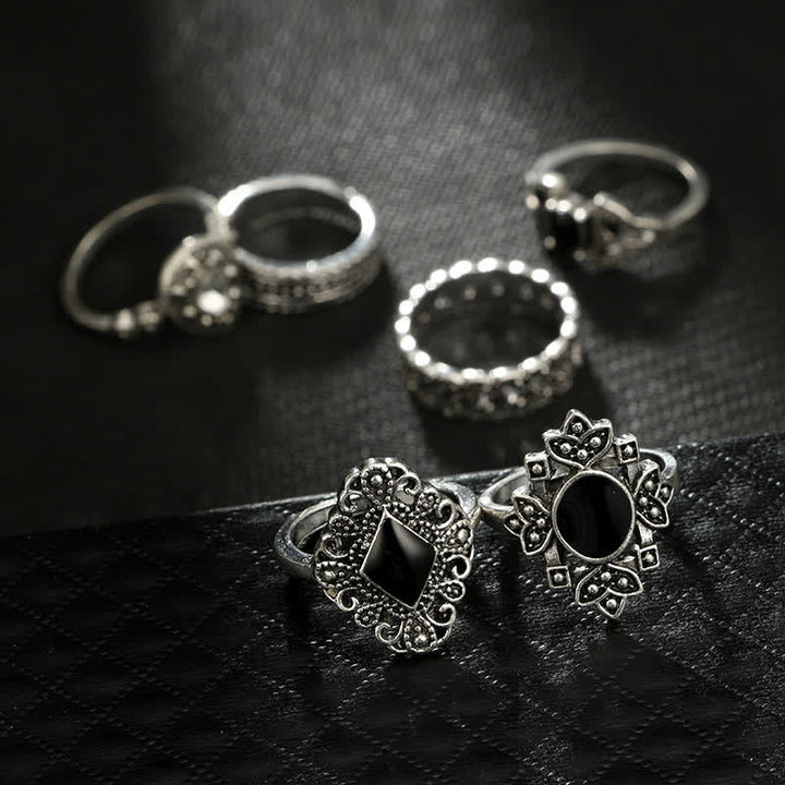 Olivenorma Vintage Obsidian 15 - Set di anelli