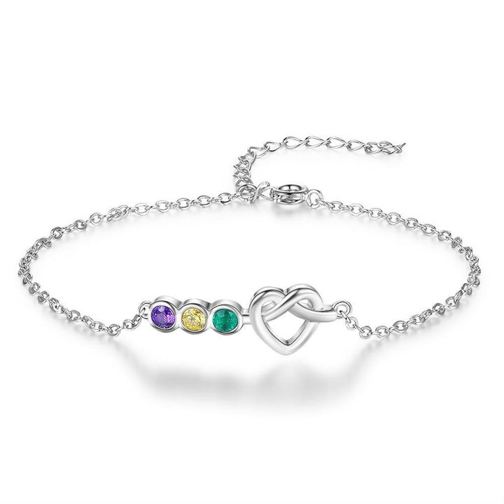Braccialetto personalizzato Olivenorma Heart 2-5 pietre portafortuna