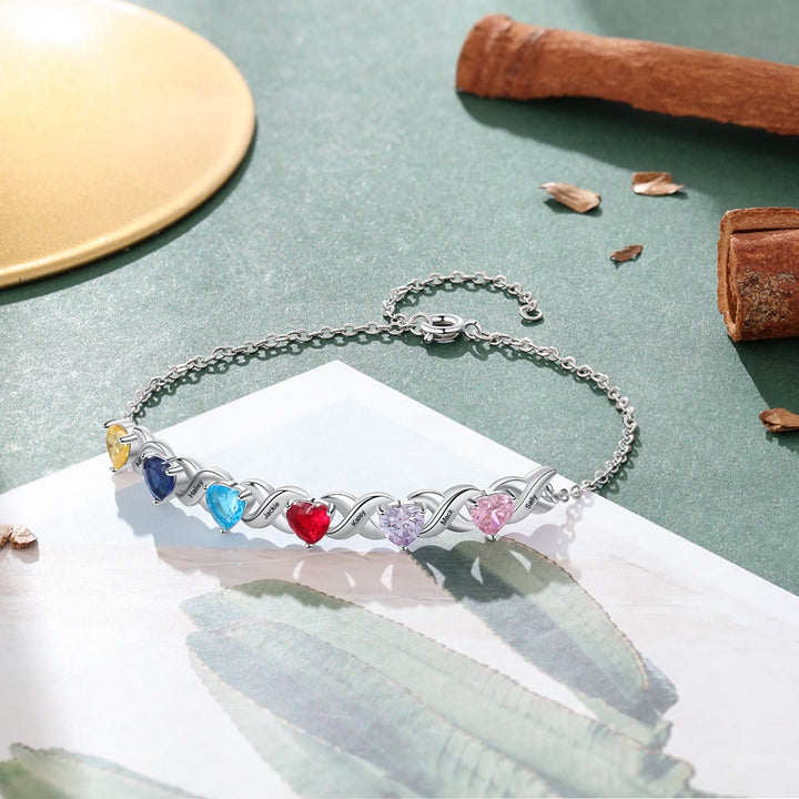 Olivenorma Bracciale personalizzato con pietra portafortuna della mamma inciso