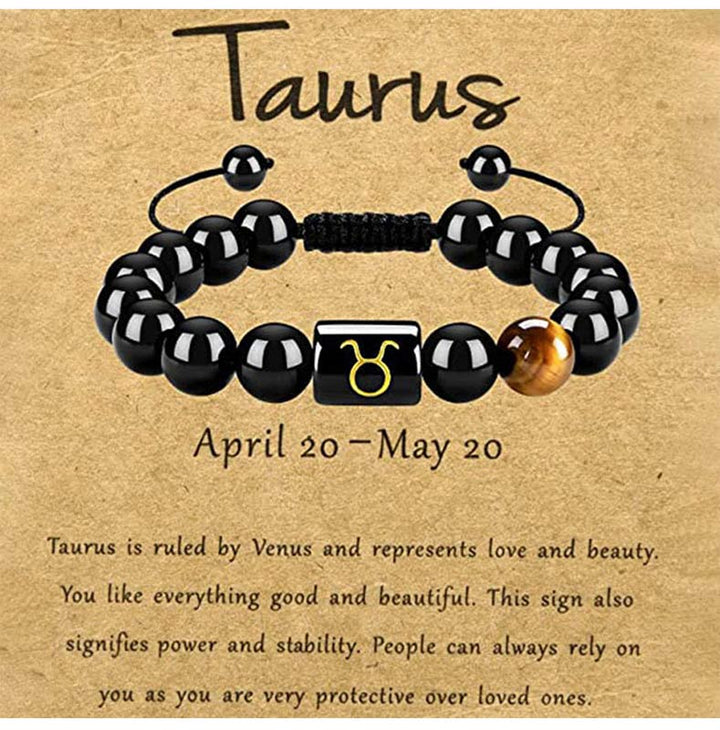 Braccialetto zodiacale Olivenorma Tiger Eye con ossidiana 