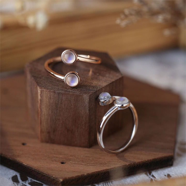 Anello aperto regolabile Olivenorma Moonstone S925 
