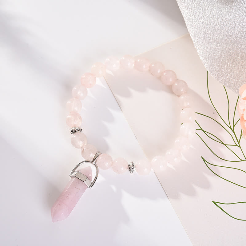Olivenorma Bracciale con ciondolo a prisma esagonale in cristallo con perline da 8 mm