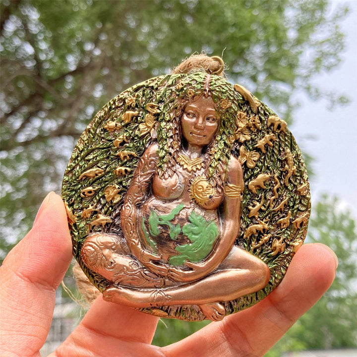 Olivenorma Statua della Dea Gaia Pendente Decorazioni in Resina Decorazione da Parete