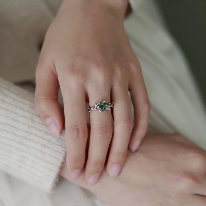 Olivenorma "Waterweed Dream" - Anello in agata muschiata argento S925