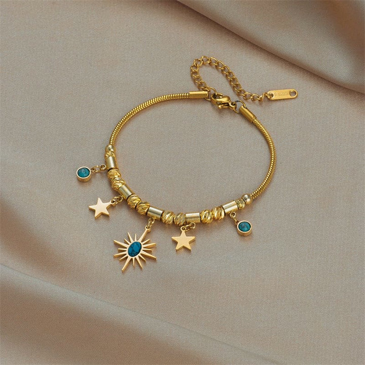 Olivenorma Collana con Braccialetto Fantasy Malocchio Turchese Dorato 