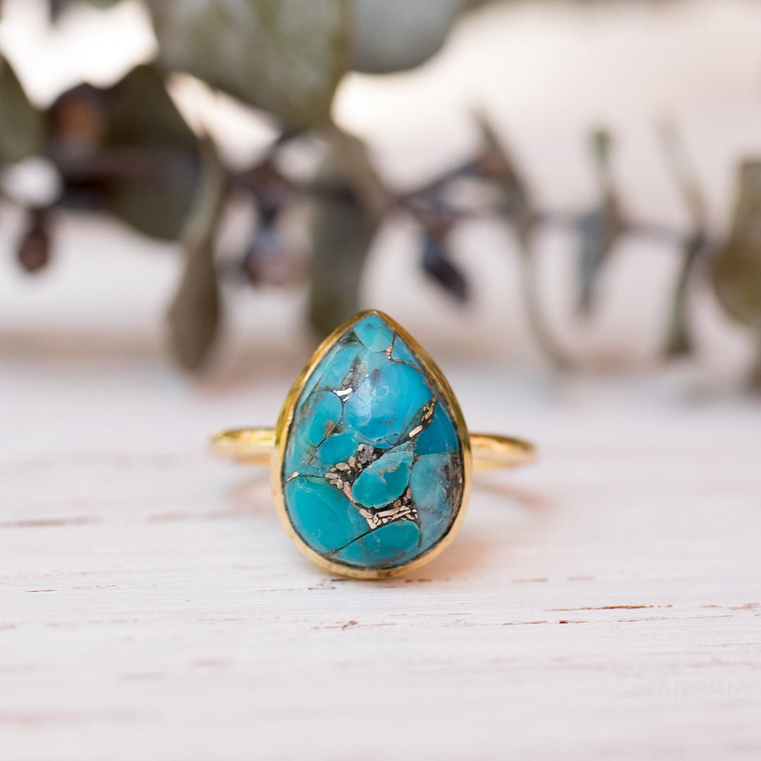 Anello a goccia in rame turchese Olivenorma