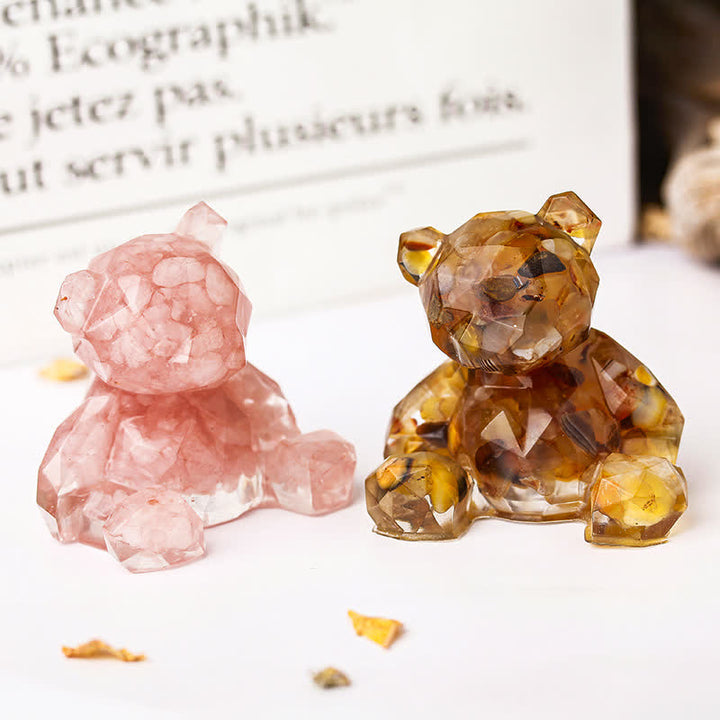 Decorazione con pietra preziosa a forma di orso seduto con specchio Olivenorma