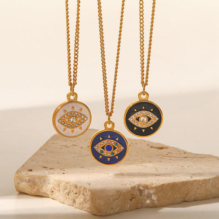 Collana con ciondolo con occhio maligno in zircone bianco Olivenorma 
