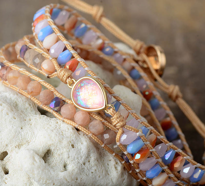 BRACCIALE AVVOLGENTE CON SUNSTONE E OPALE