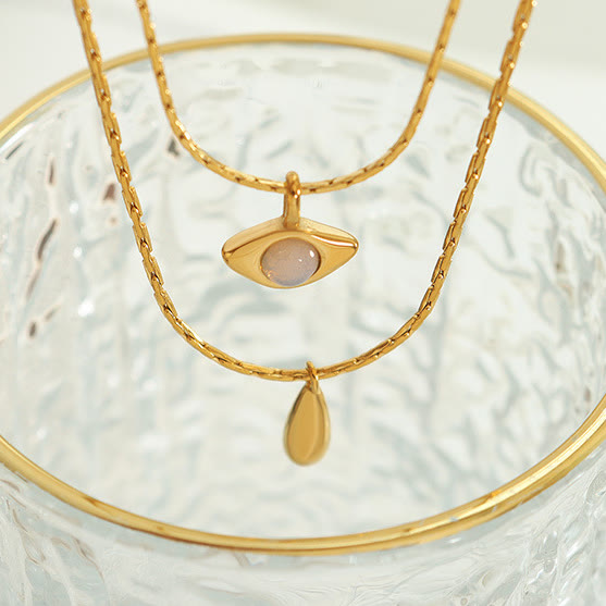 Collana a doppio strato con ciondolo malocchio in opalite Olivenorma - image 10