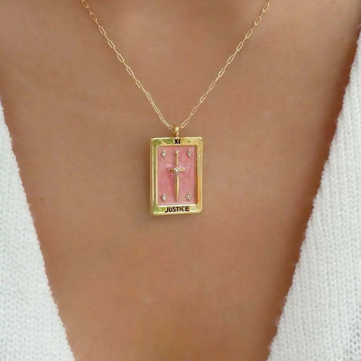 Olivenorma Vintage Tarocchi Carta Quadrato Ciondolo Collana in Acciaio al Titanio