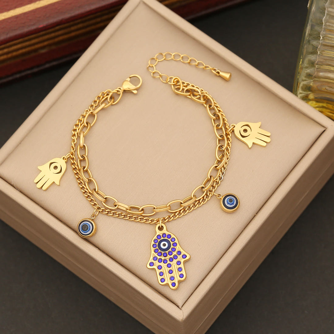 Olivenorma Evil Eye Hamsa Epoxy Collana Bracciale Orecchini Set