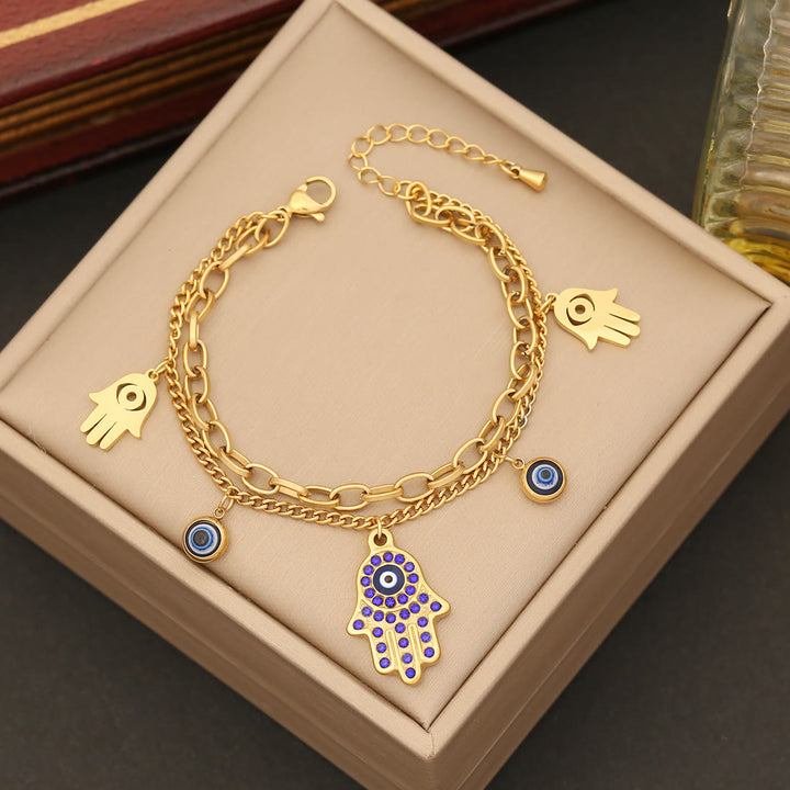 Olivenorma Evil Eye Hamsa Epoxy Collana Bracciale Orecchini Set