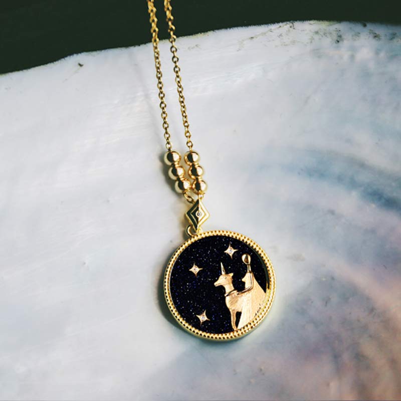 Collana Zodiaco in ascolto in arenaria blu 