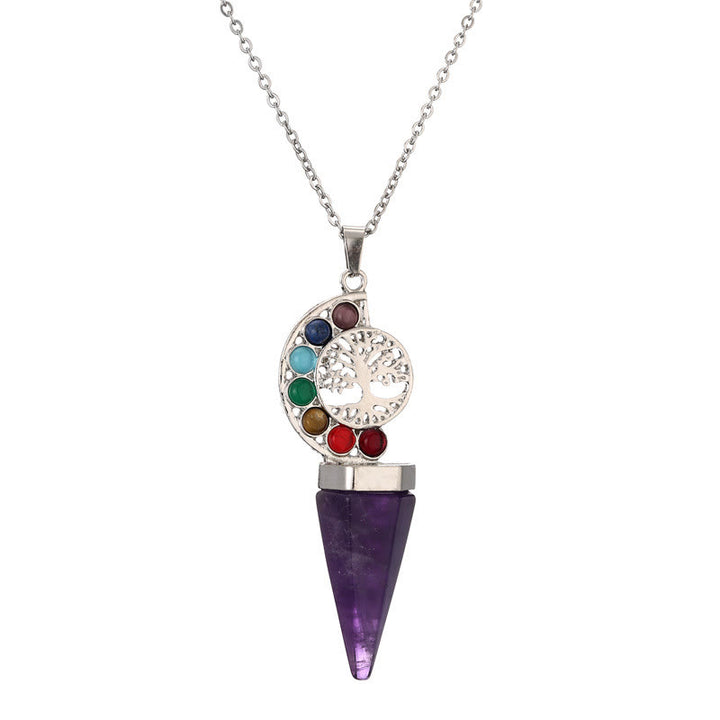 Collana con ciondolo albero della vita chakra cristallo esacone Olivenorma 