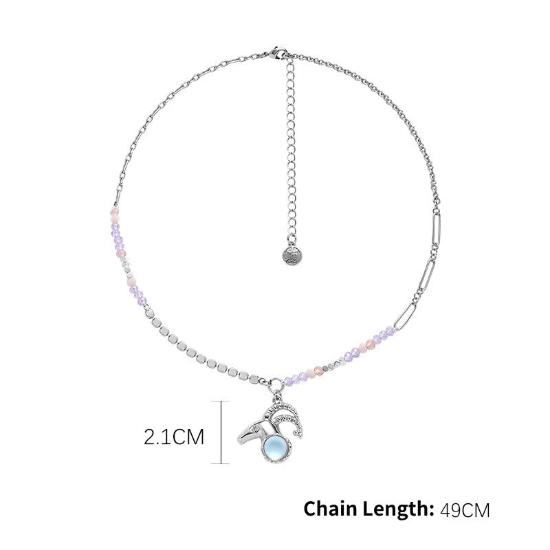 Collana in lega con ciondolo zodiacale in pietra di luna Olivenorma 