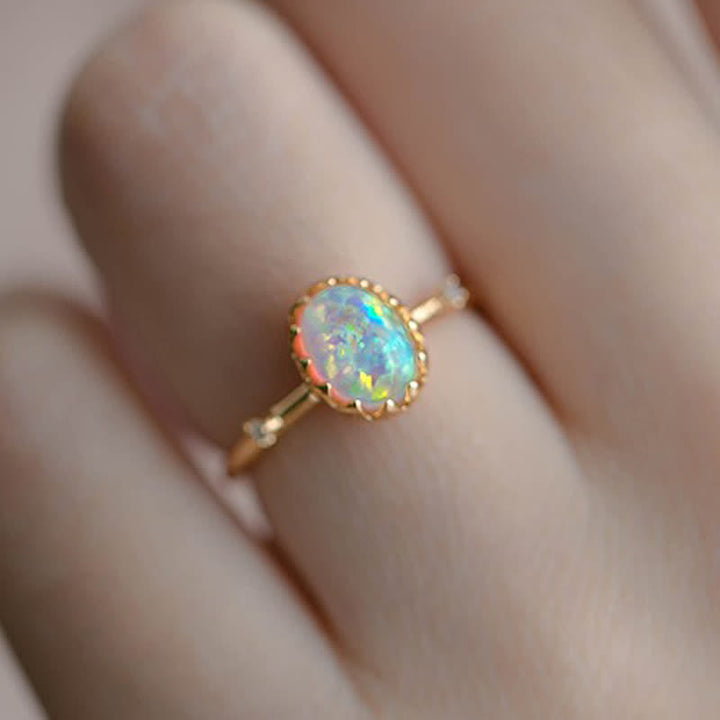 Anello regolabile Olivenorma Retro Gold Opal