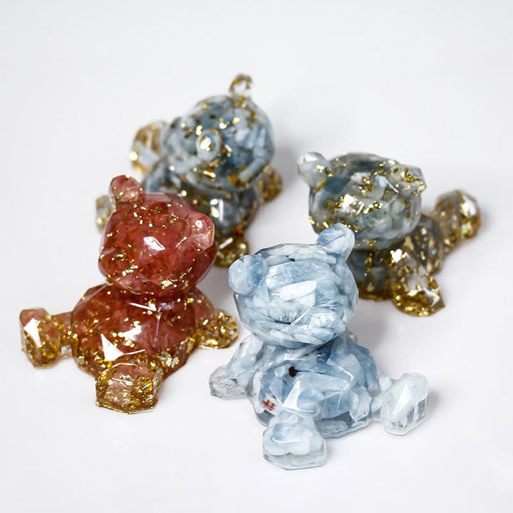 Decorazione con pietra preziosa a forma di orso con specchio di cristallo Olivenorma