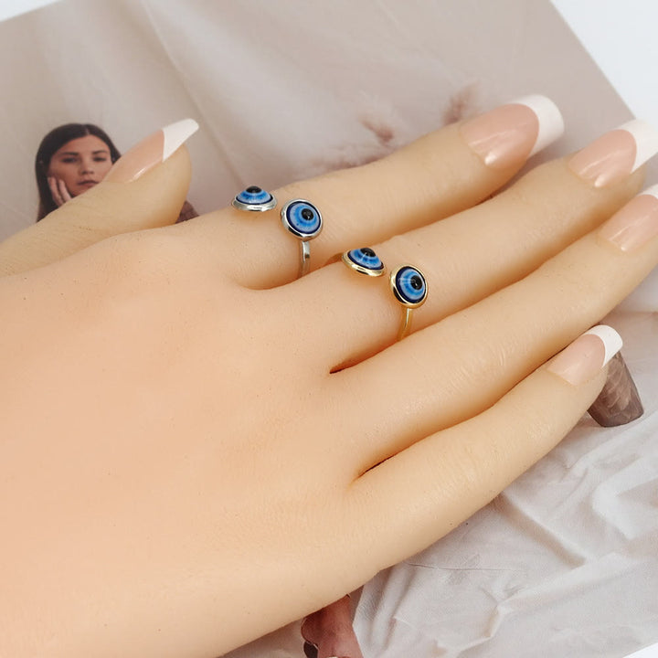 Anello da donna Olivenorma con zircone bianco placcato oro e malocchio