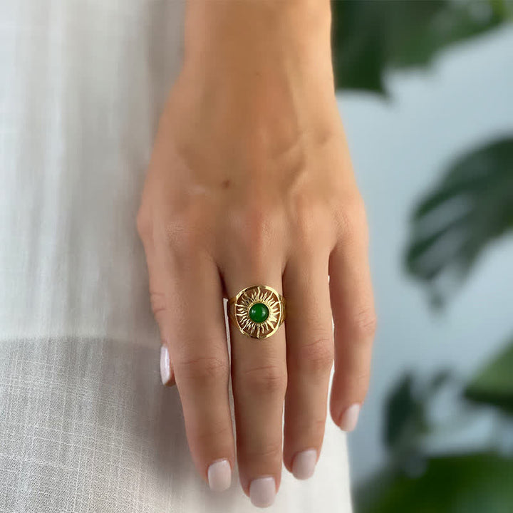 Olivenorma "Sun Arise" - Anello in giada verde celeste