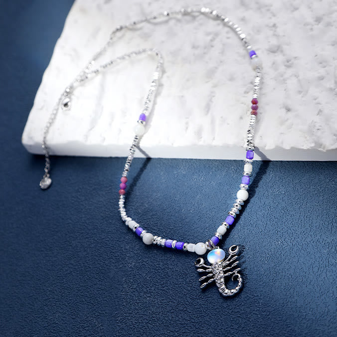 Collana in lega con ciondolo zodiacale in pietra di luna Olivenorma 