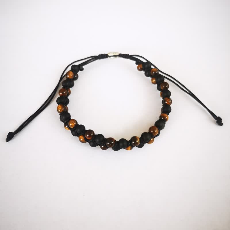 Bracciale intrecciato con perline di onice nero e occhio di tigre Olivenorma