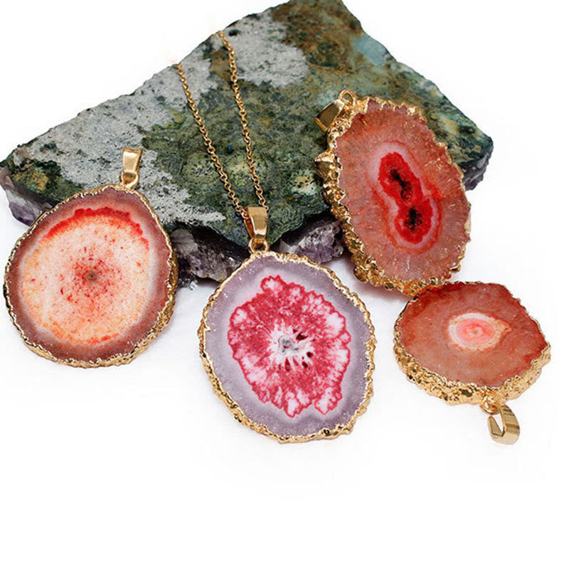 Ciondolo in geode di cristallo naturale Olivenorma