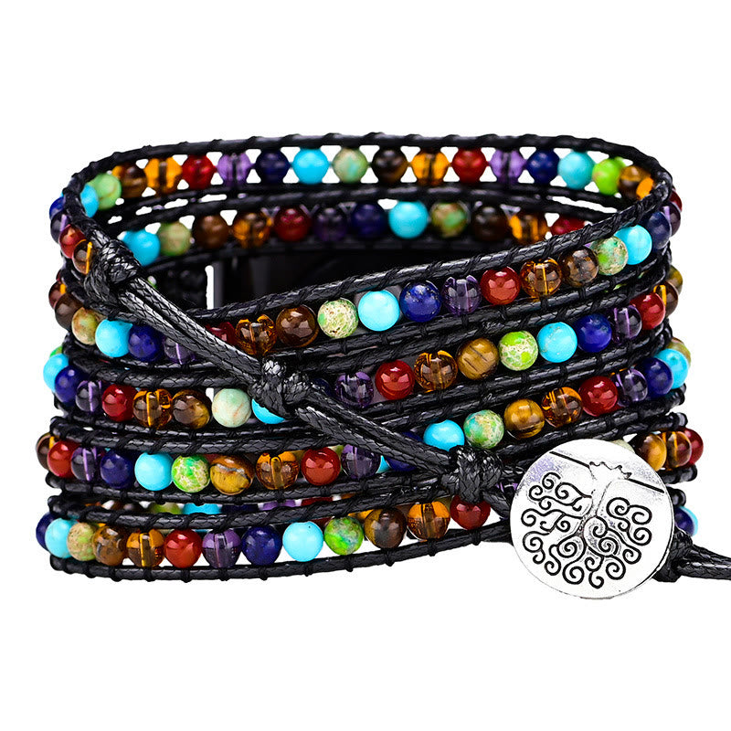 Cinturino per Apple Watch intrecciato a mano Olivenorma 5Layer Chakra Stone