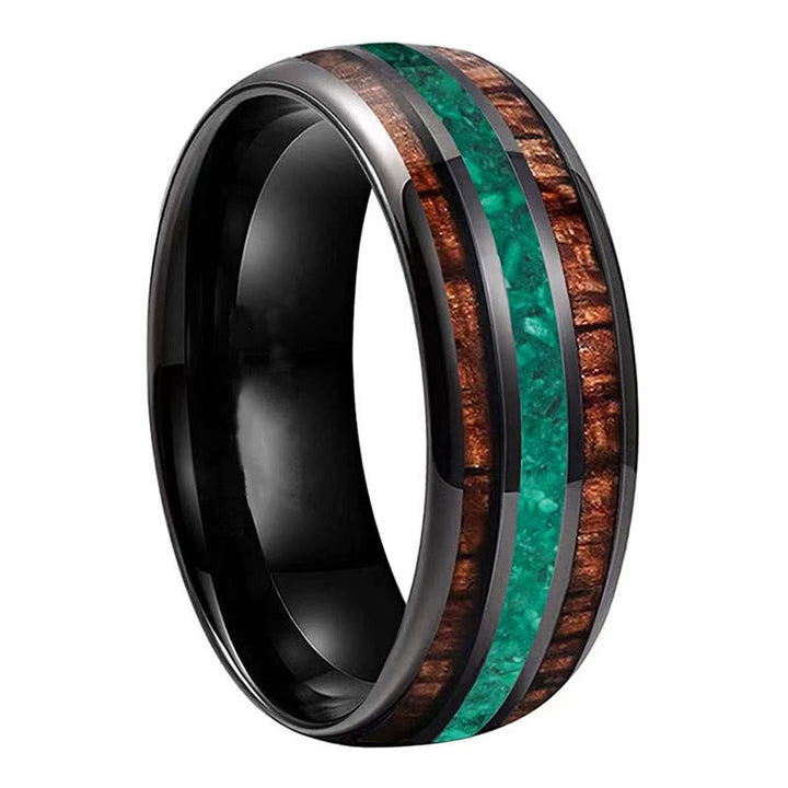 Olivenorma"Strong Shield" - Malachite con anello in acciaio al tungsteno