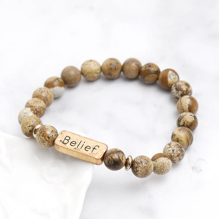 Bracciale con incisione della fede in pietra preziosa naturale Olivenorma