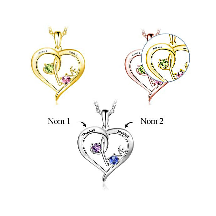 Olivenorma Collana personalizzata con 2 nomi e pietre portafortuna