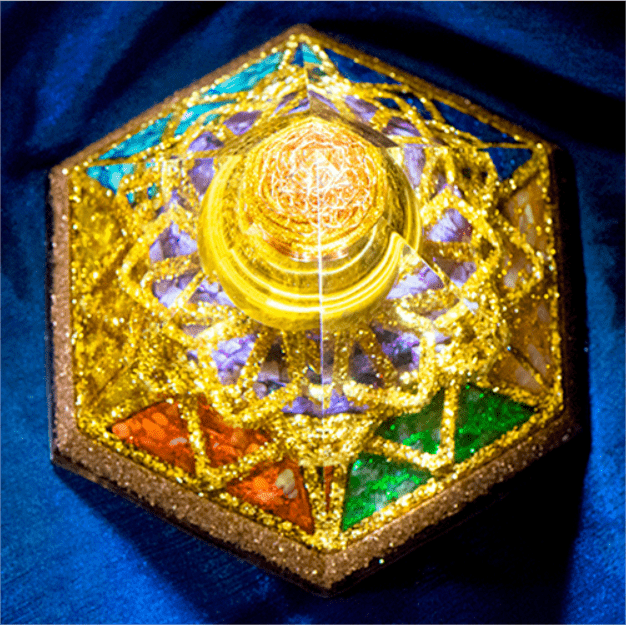 Olivenorma Holy Light-Esaedrico Tiger Eye Crystal Tower Orgone Pyramid