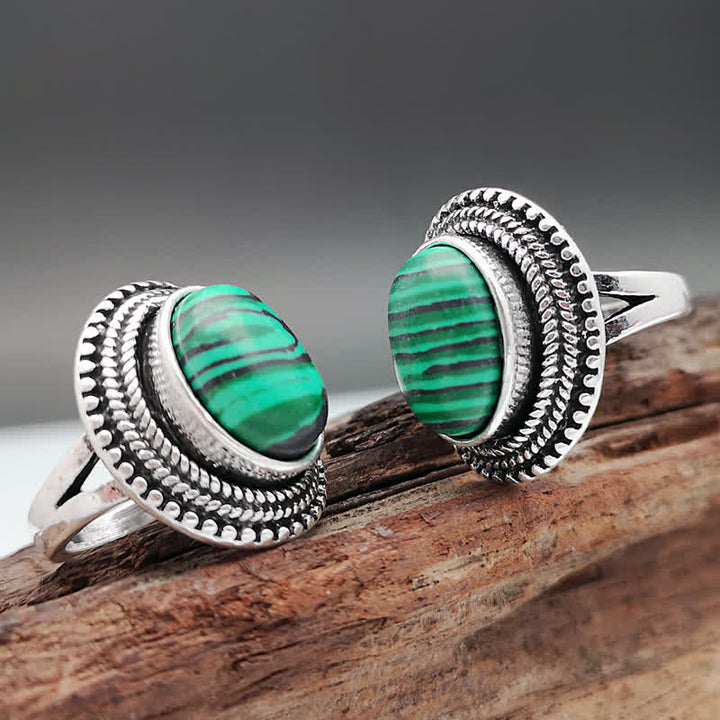 Anello di protezione in malachite naturale