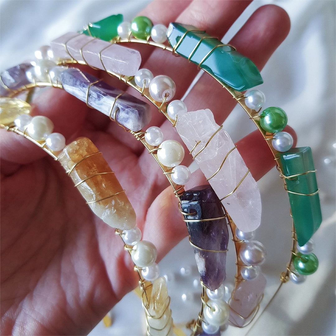 Olivenorma Citrino Ametista Con Corona Di Cristallo Perla 