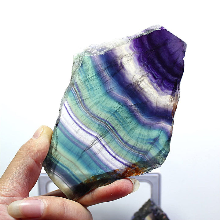 Decorazione in pietra preziosa naturale grezza di fluorite arcobaleno Olivenorma 