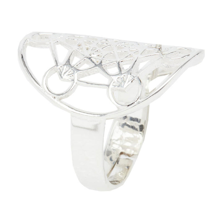 Anello regolabile in acciaio inossidabile con simbolo del cubo di Metatron di Olivenorma 