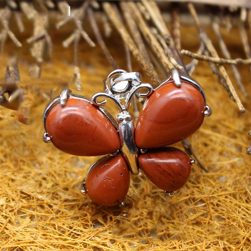 Collana a farfalla con pietra preziosa di cristallo naturale Olivenorma