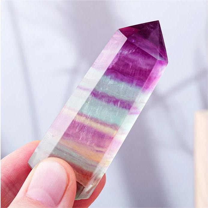 Olivenorma Natural Rainbow Fluorite Esagonale Pilastri Bacchette di Cristallo
