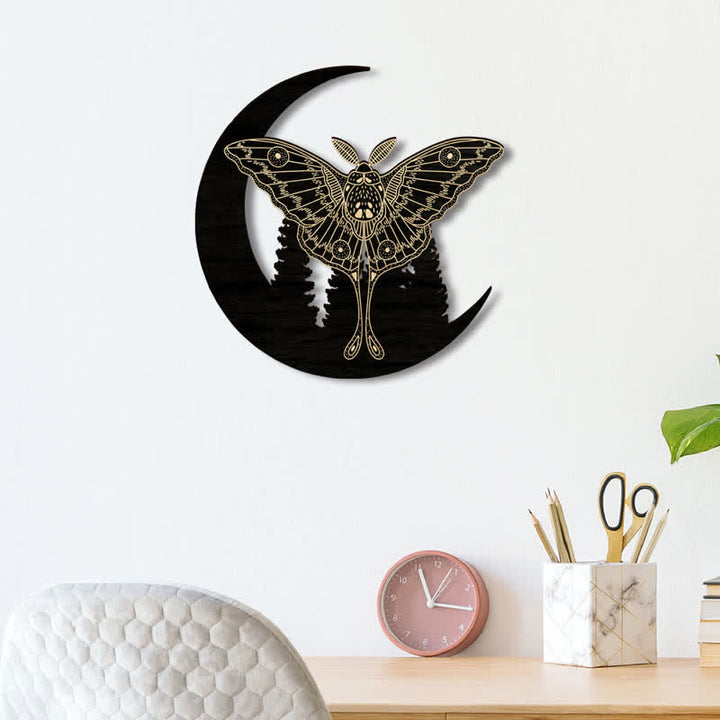 Decorazione da parete in legno Olivenorma Crescent Moon Moth