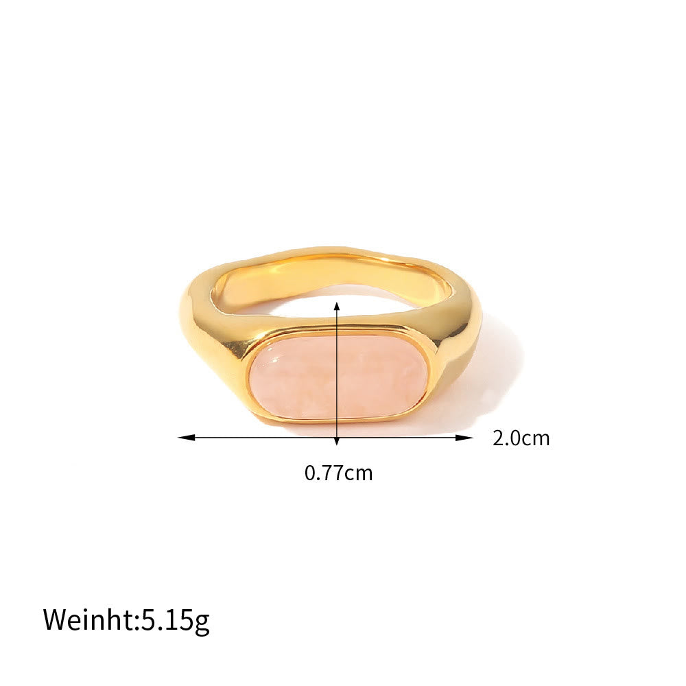 Anello color oro con pietra naturale ovale Olivenorma