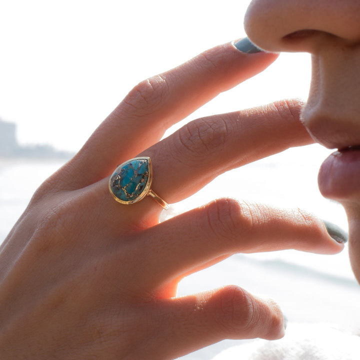Anello a goccia in rame turchese Olivenorma