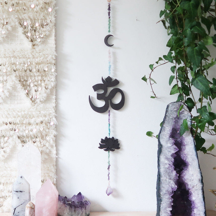 Decorazione da parete Olivenorma Rainbow Gemstone Lotus OM Moon