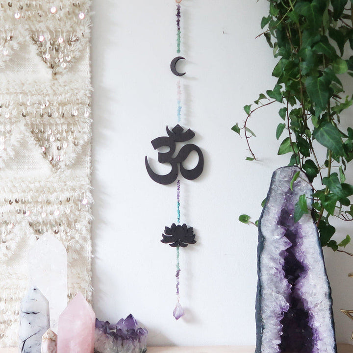Decorazione da parete Olivenorma Rainbow Gemstone Lotus OM Moon