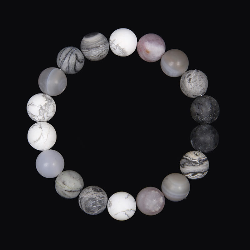 Olivenorma Bracciale Pianeta in Perline Naturali Satinate da 10 mm 