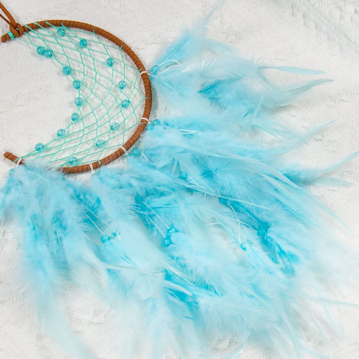 Olivenorma Acchiappasogni a forma di luna in giada viola turchese con perline fatto a mano 