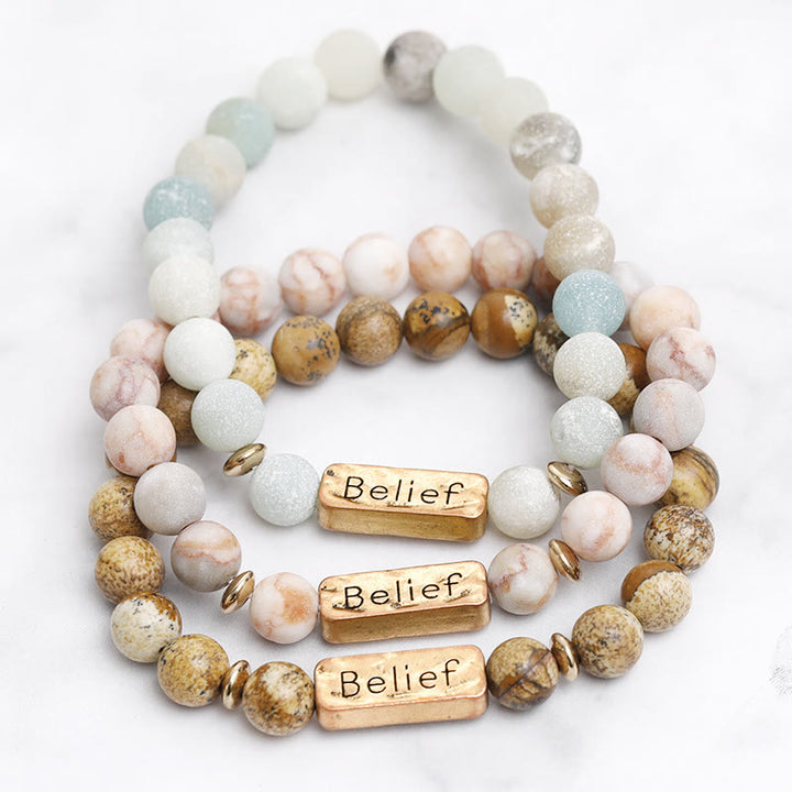 Bracciale con incisione della fede in pietra preziosa naturale Olivenorma