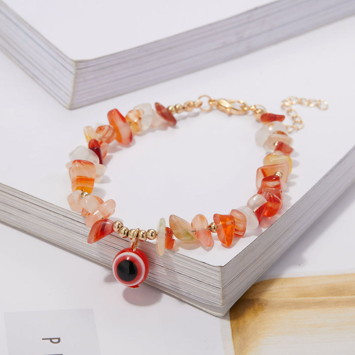 Braccialetto con ciondolo in ghiaia di cristallo naturale Olivenorma contro il malocchio 