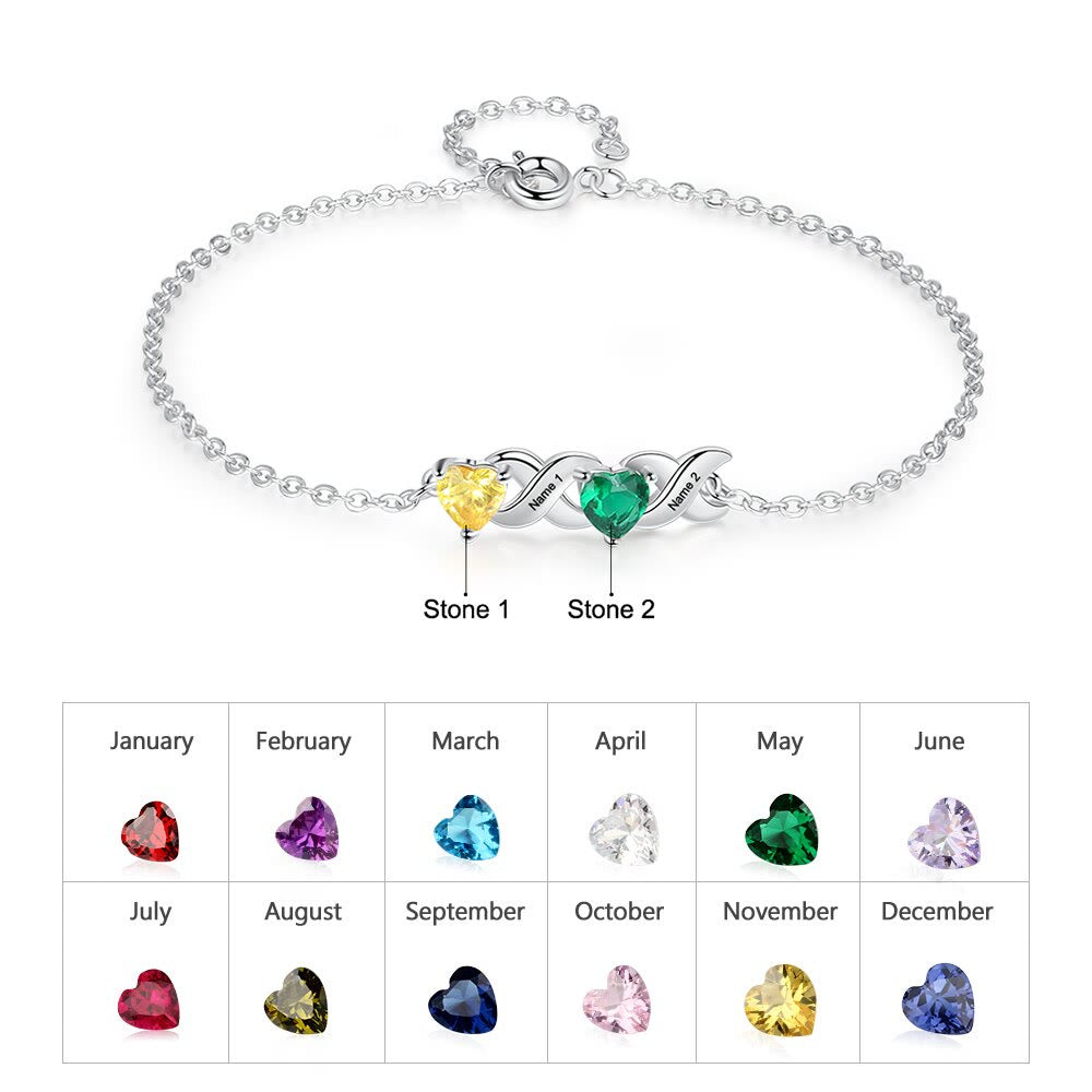 Olivenorma Bracciale personalizzato con pietra portafortuna della mamma inciso