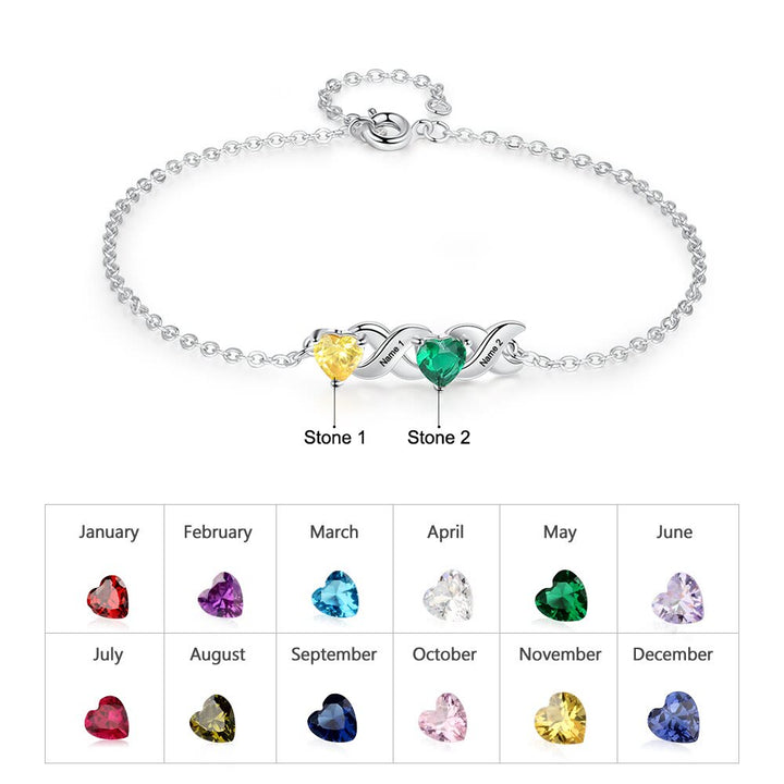 Olivenorma Bracciale personalizzato con pietra portafortuna della mamma inciso