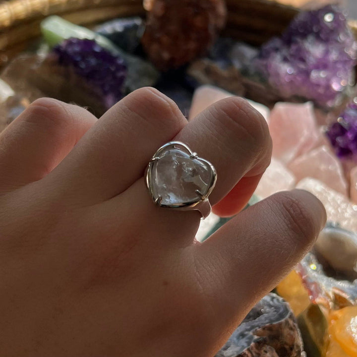 Anello a forma di cuore in cristallo di pietra naturale Olivenorma